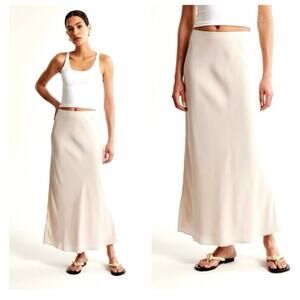 NWT Abercrombie & Fitch | Satin Column Pull On Midi Skirt Large Petite